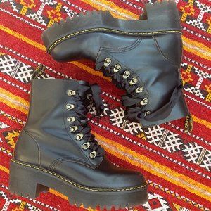 Dr. Martens Leona Boots with Ribbon Laces (Black)